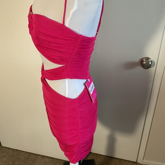 Runaway the Label Kim Mini Dress S Fuchsia Pink Ruched Cut Out Party Event - Picture 6 of 7